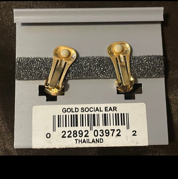 VTG Roman Earrings Hoop Pave Rhinestone Circle - Picture 2 of 4